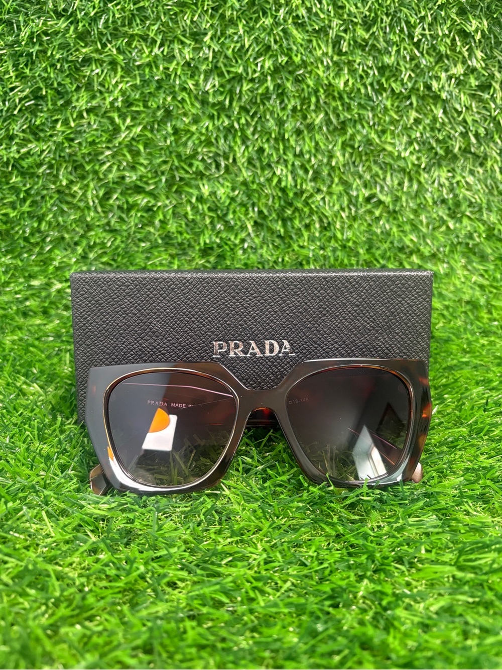 Prada Oversized Square Sunglasses Women Brown & Black Tortoiseshell